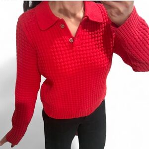 New - Macro Waffle Sweater Polo